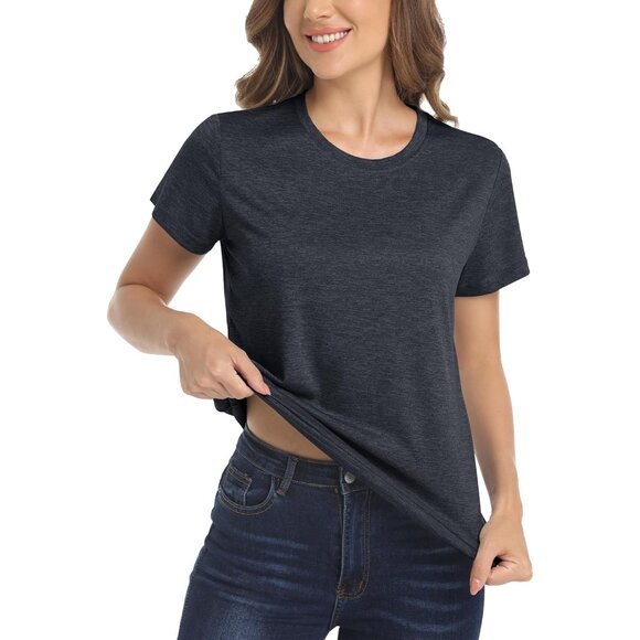 Women's Quick Dry Short Sleeve T-Shirt 2 Pack Breathable Moisture Wicking Athlet - Picture 2 of 6